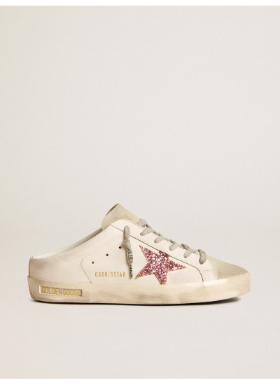 Bio-based Super-Star Sabot with pink glitter star and suede toe