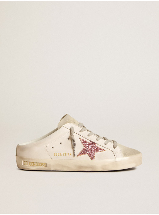 Bio-based Super-Star Sabot with pink glitter star and suede toe