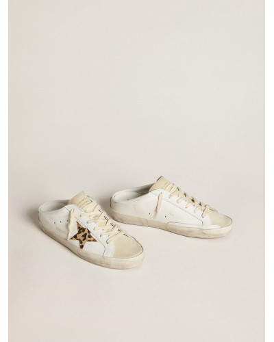 Super-Star Sabots with pony skin star and beige suede tongue