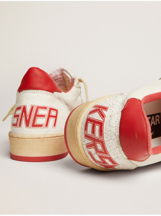 Ball Star in white leather with red star and heel tab
