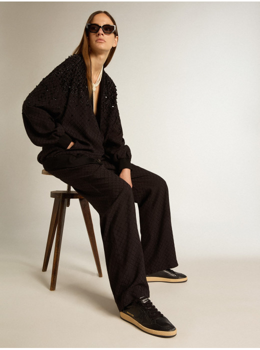 Ball Star in black nappa with black glitter star and suede heel tab