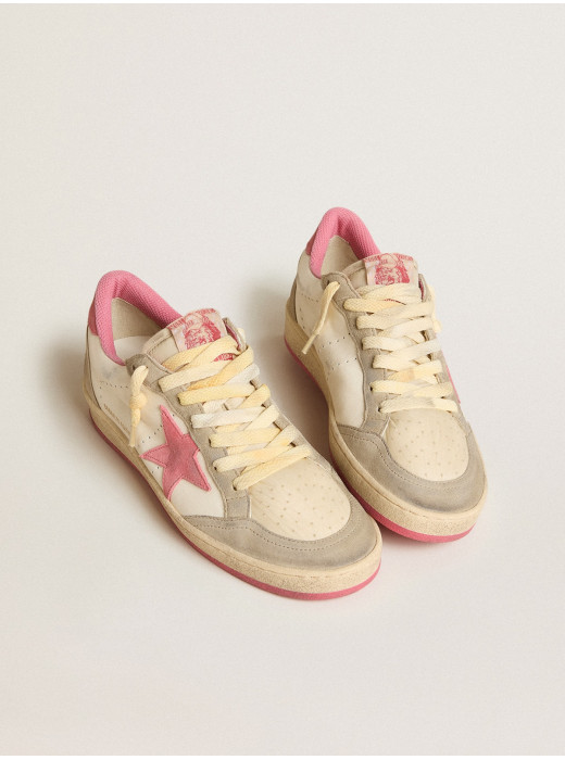 Ball Star LTD in nappa with pink suede star and dove-gray inserts