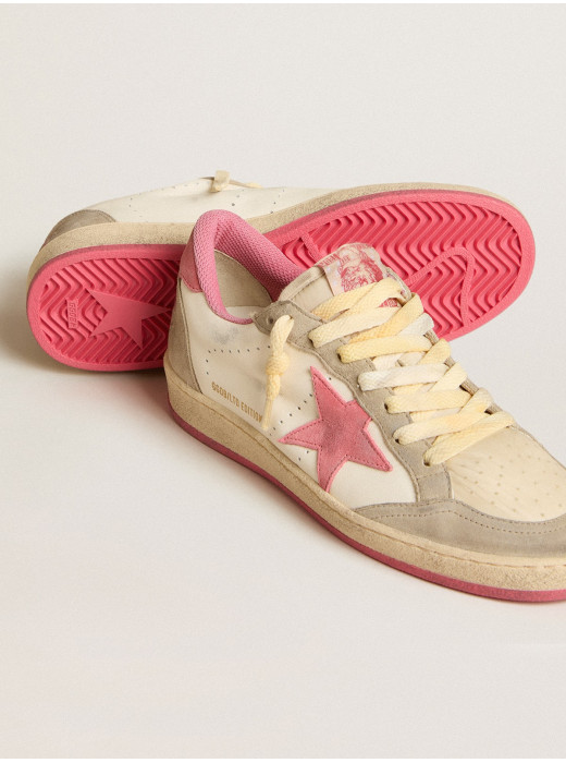 Ball Star LTD in nappa with pink suede star and dove-gray inserts