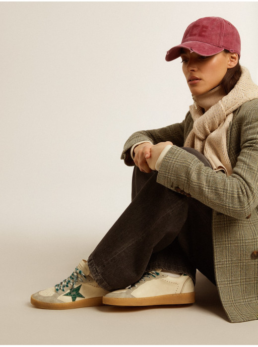 Ball Star LTD in nappa with green crocodile-print leather star