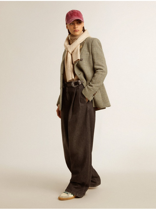 Ball Star LTD in nappa with green crocodile-print leather star