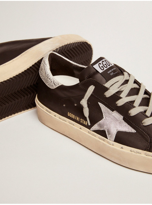Hi Star in black leather with silver laminated leather star