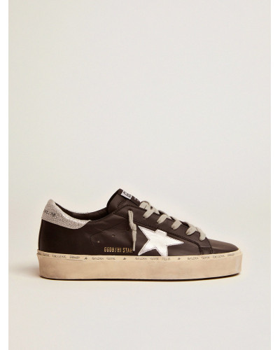 Hi Star in black leather with silver laminated leather star