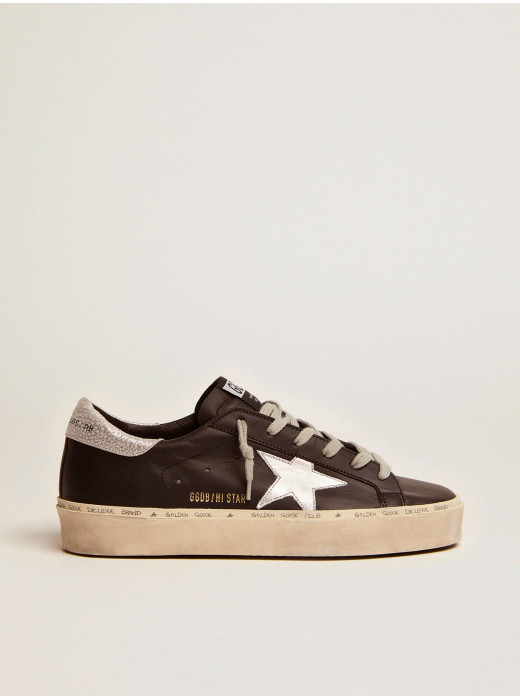 Hi Star in black leather with silver laminated leather star