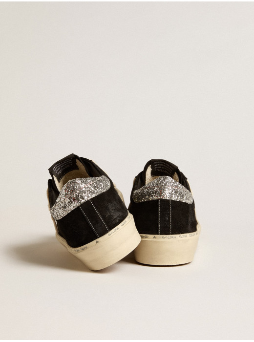 Hi Star in black leather with silver glitter heel tab