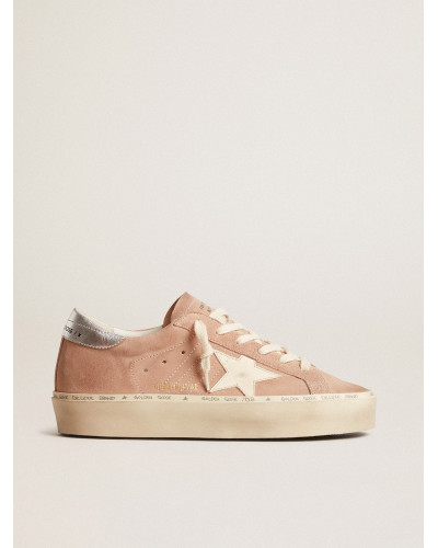 Hi Star in pink suede with cream star and silver leather heel tab