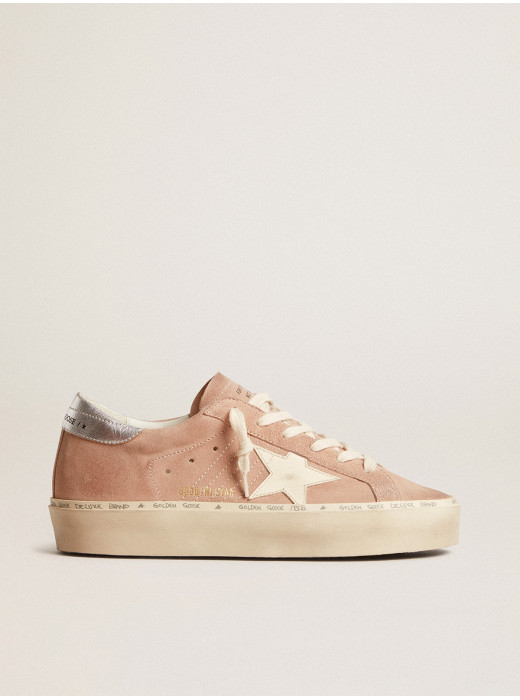 Hi Star in pink suede with cream star and silver leather heel tab