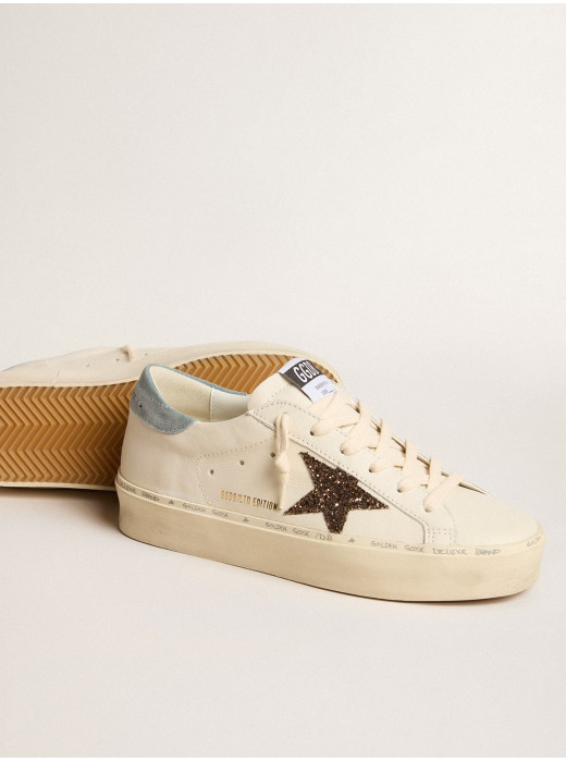 Hi Star LTD with hazelnut glitter star and light blue suede heel tab