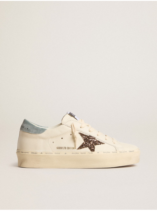 Hi Star LTD with hazelnut glitter star and light blue suede heel tab