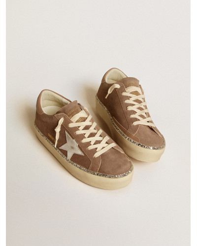 Hi Star in suede with silver leather star and leather heel tab