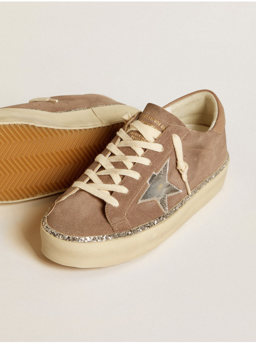 Hi Star in suede with silver leather star and leather heel tab