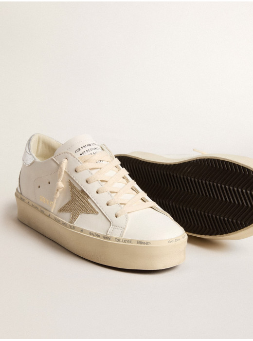 Hi Star with gold glitter star and lizard-print leather heel tab