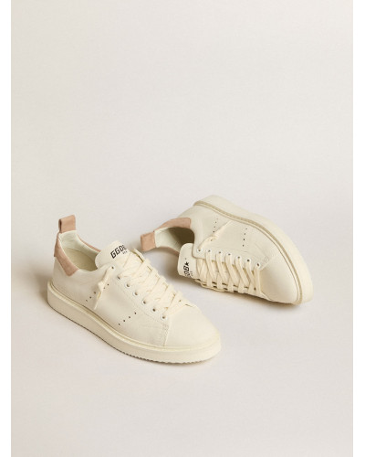 Starter in white leather with light brown nubuck heel tab