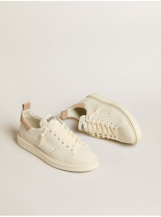Starter in white leather with light brown nubuck heel tab