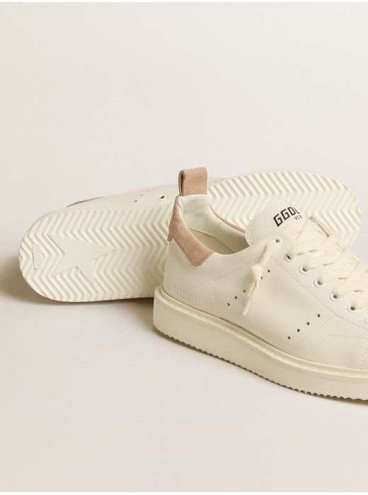Starter in white leather with light brown nubuck heel tab
