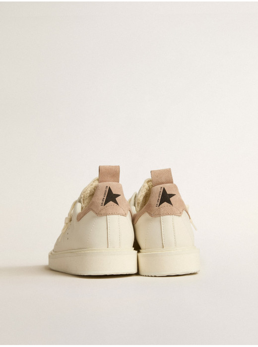 Starter in white leather with light brown nubuck heel tab