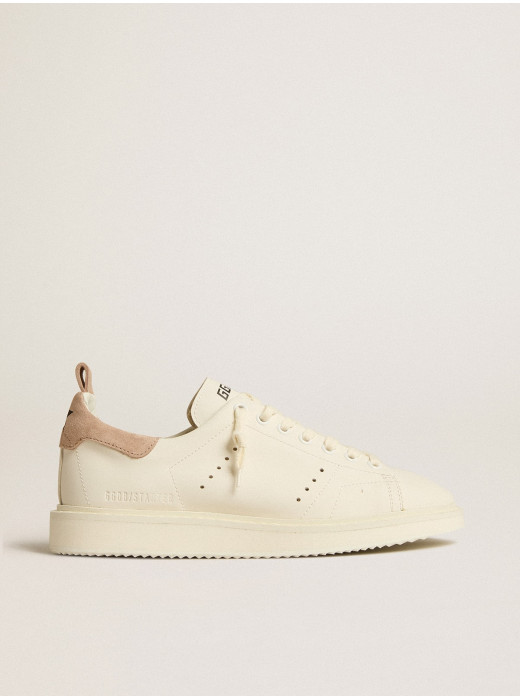 Starter in white leather with light brown nubuck heel tab