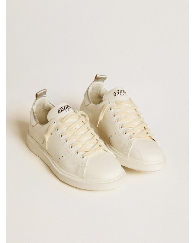 Starter LTD in white leather with silver metallic leather heel tab
