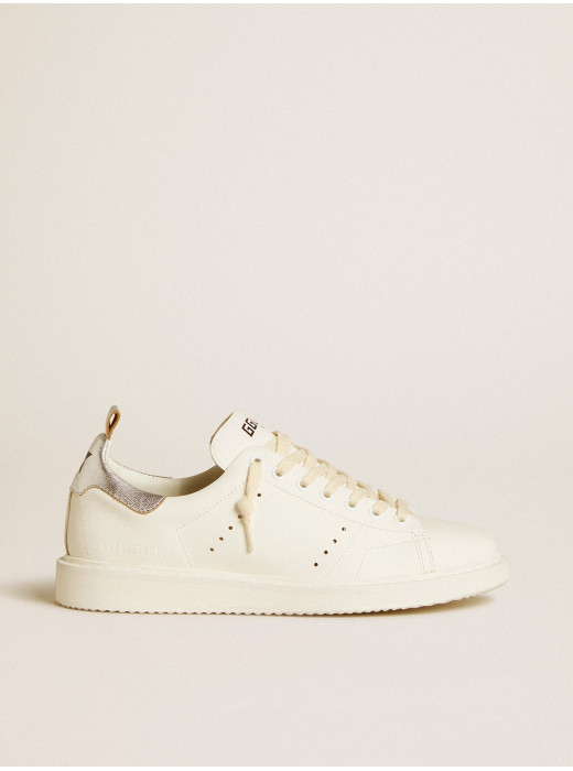 Starter LTD in white leather with silver metallic leather heel tab