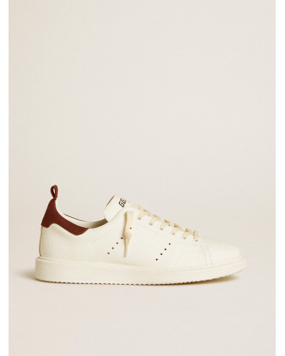 Starter in white leather with burgundy nubuck heel tab