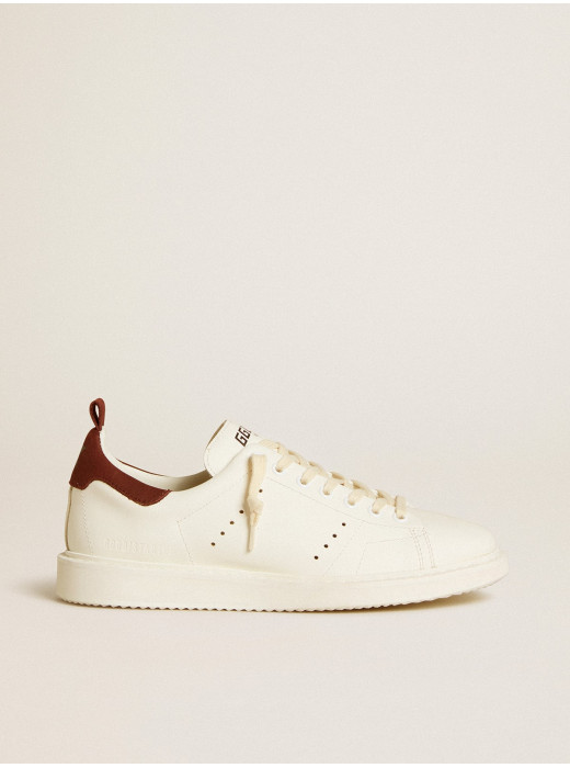 Starter in white leather with burgundy nubuck heel tab