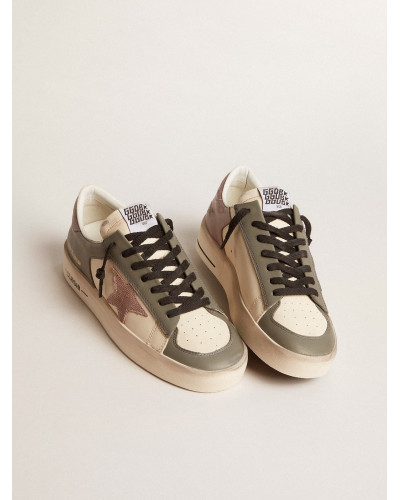 Stardan LTD in gray leather with a pink leather star and heel tab