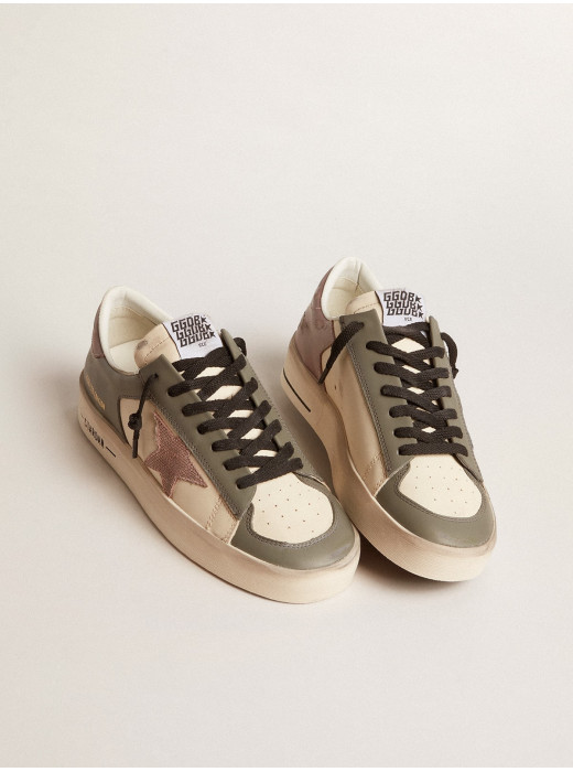 Stardan LTD in gray leather with a pink leather star and heel tab