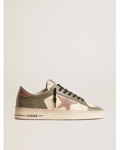 Stardan LTD in gray leather with a pink leather star and heel tab