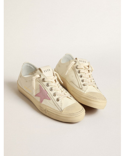 V-Star in beige nappa leather with old-rose suede star