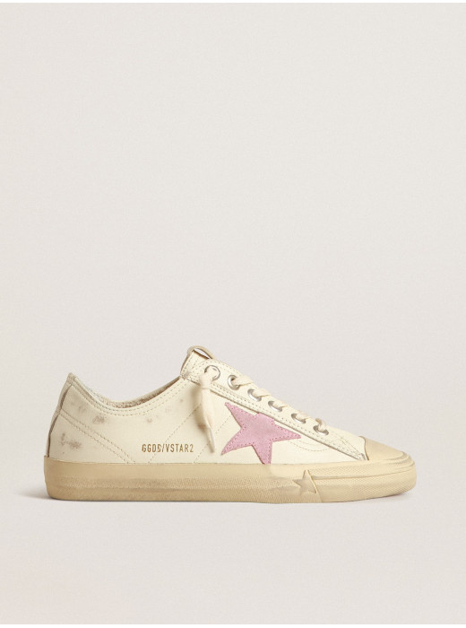 V-Star in beige nappa leather with old-rose suede star