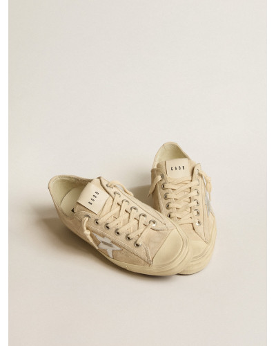 V-Star in pearl suede with silver metallic leather star