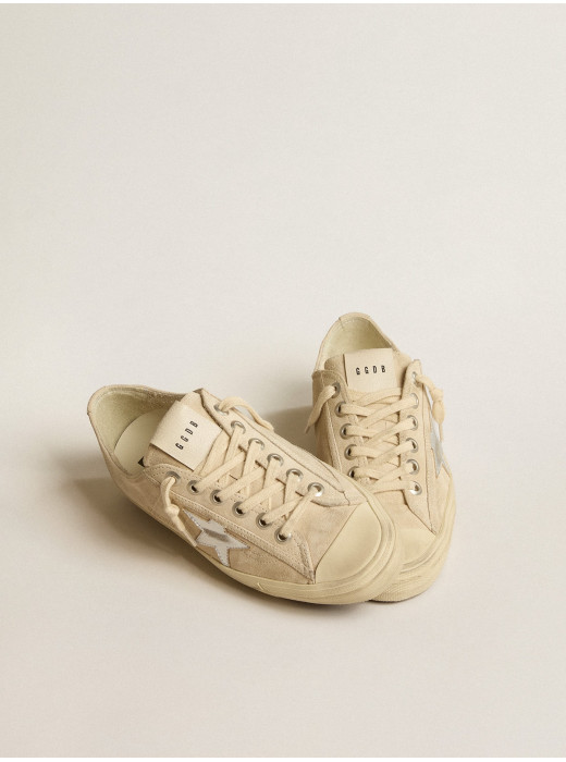 V-Star in pearl suede with silver metallic leather star