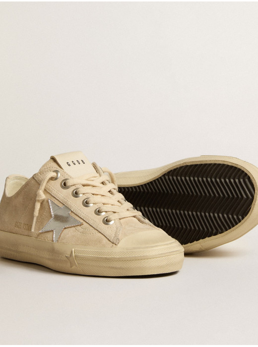 V-Star in pearl suede with silver metallic leather star