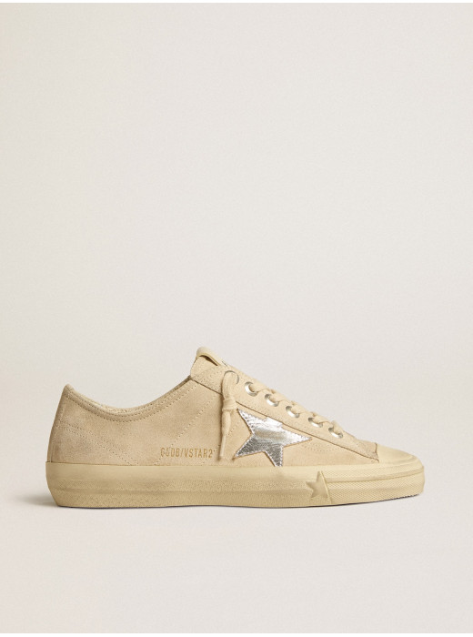 V-Star in pearl suede with silver metallic leather star