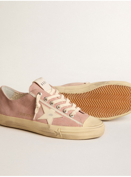 V-Star in pink suede with cream leather star