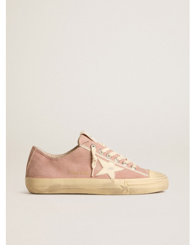 V-Star in pink suede with cream leather star