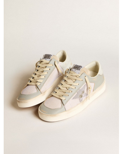 Stardan in gray nappa leather and white mesh with gray leather star