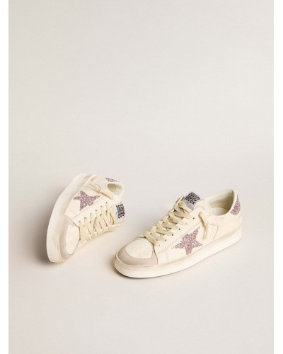 Stardan in nappa and suede with pink glitter star and heel tab