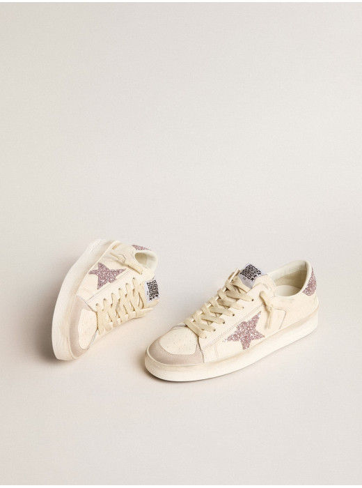 Stardan in nappa and suede with pink glitter star and heel tab