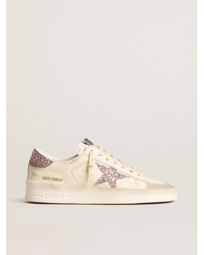 Stardan in nappa and suede with pink glitter star and heel tab