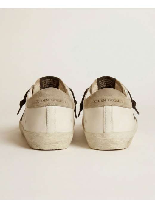 Mens Super-Star Sneakers in Leather With Brown Python-Print Heel Tab