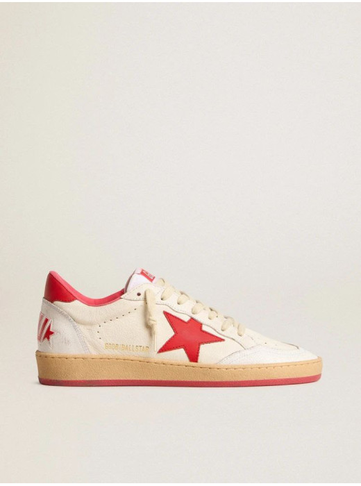 Mens Ball Star  Wishes in white leather with a red star and heel tab