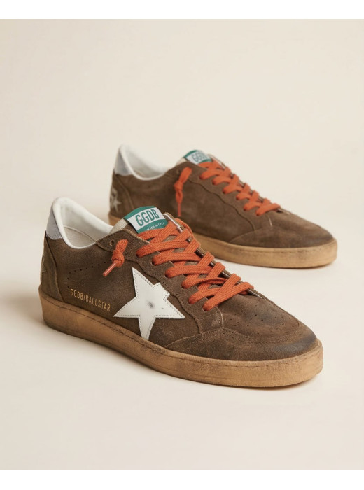 Ball Star in Brown Suede With Orange Laces
