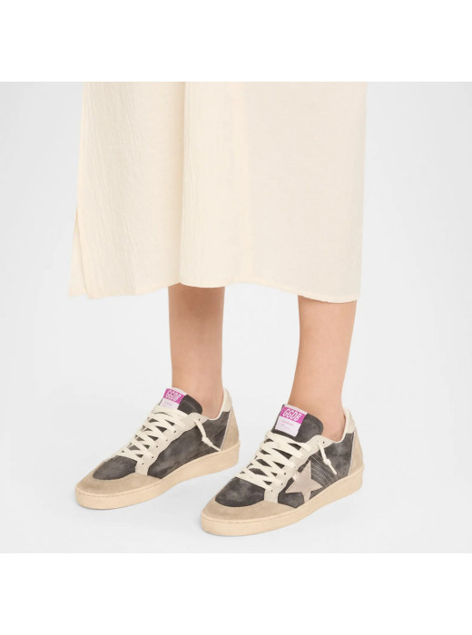Ball Star Sneakers in Dark Grey and Beige Suede