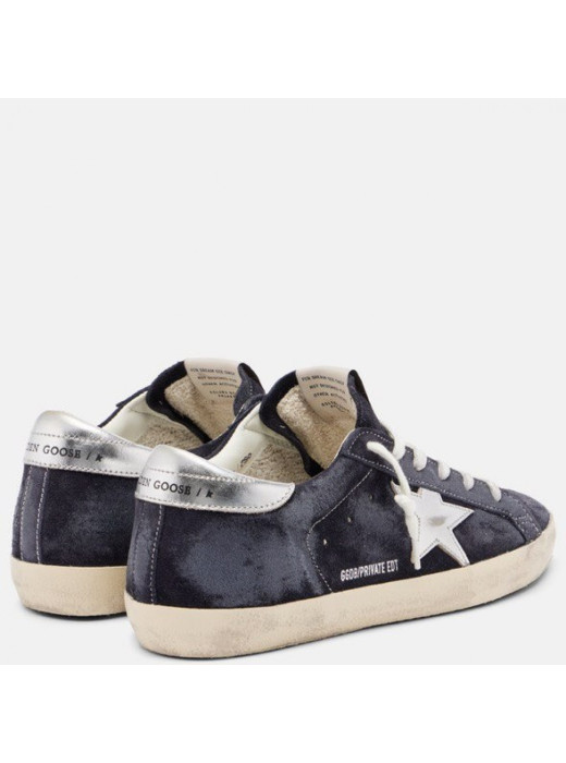 Super-Star Sneakers in Navy Suede With Silver Star