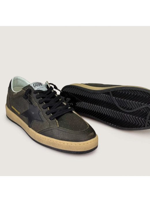 Mens Ball Star in Dark Brown Leather With Black Star